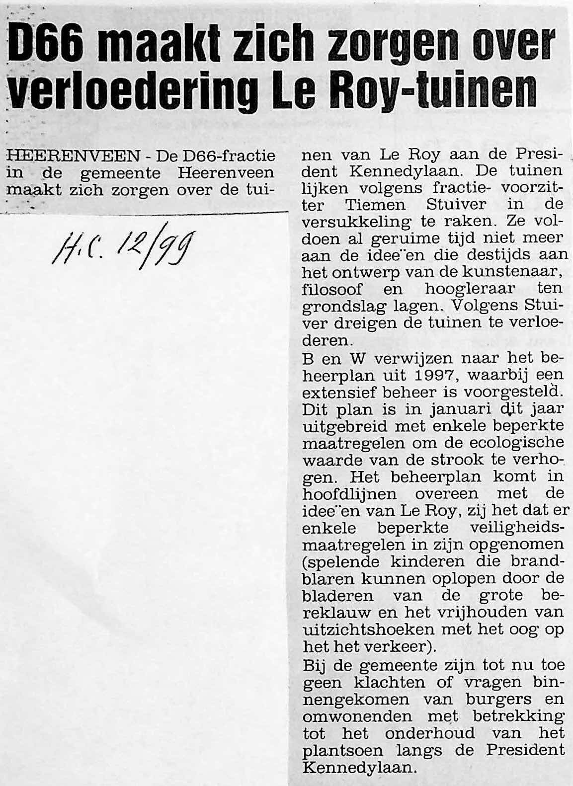 199912_Heerenveense_Coutrant_D66_maakt_zich_zorgen_over_verloedering_Le_Roy-tuinen.jpg