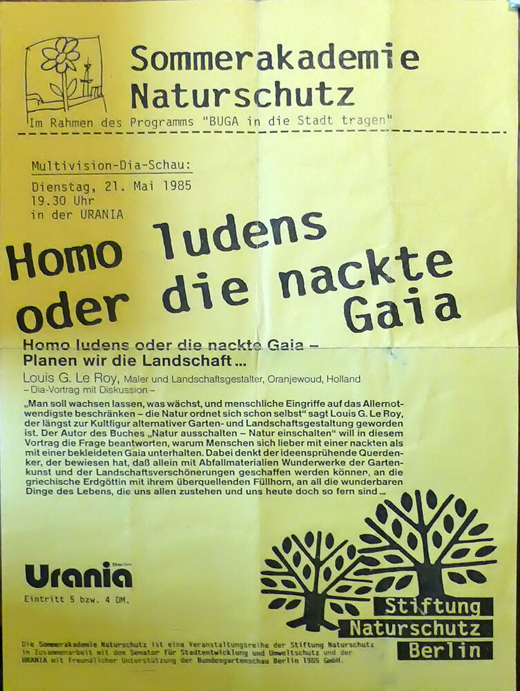 affiche lezing Homo Ludens oder die nackte Gaia1