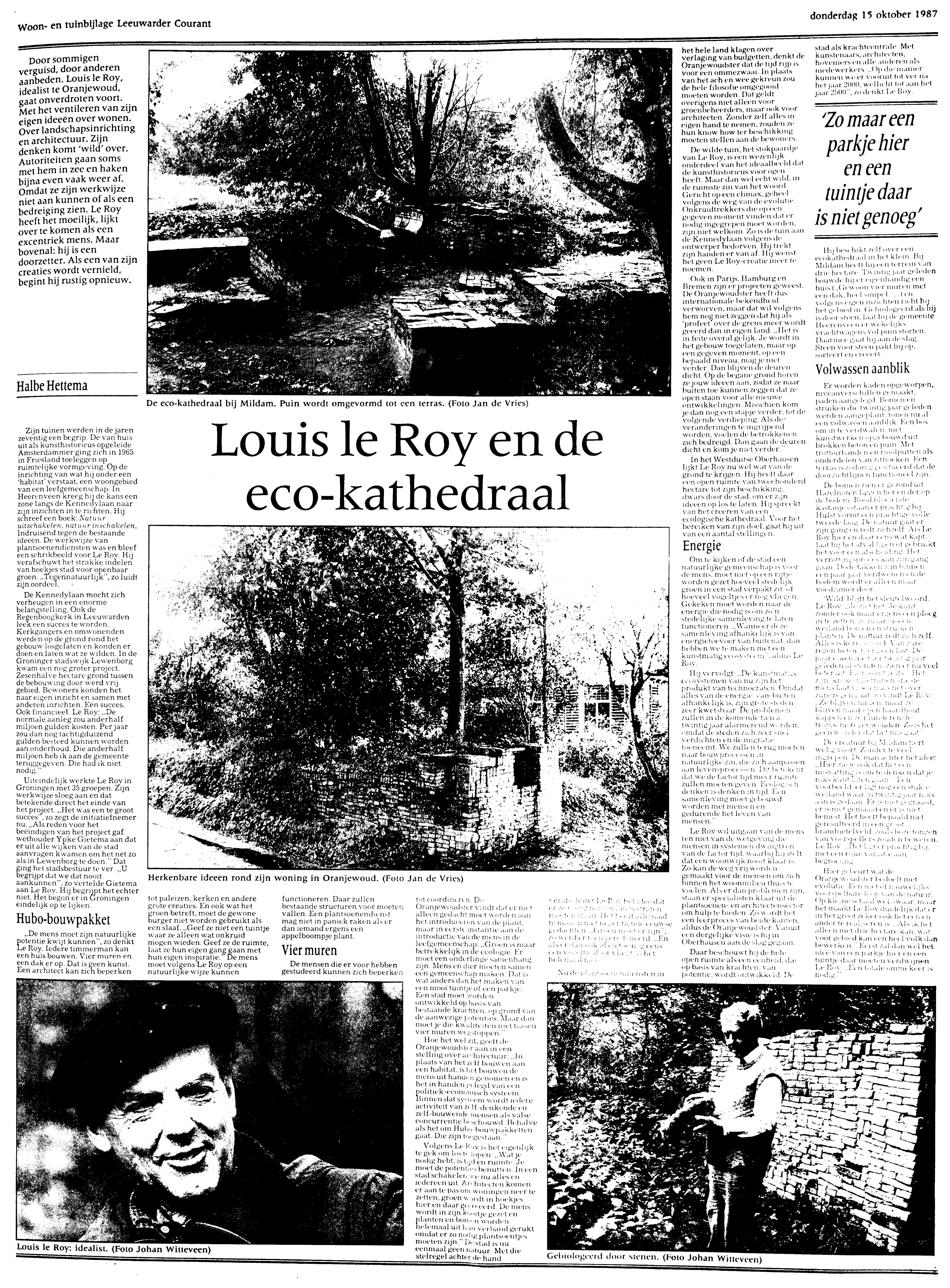 15-10-1987; ed. Dag bezitskenmerk KBDK